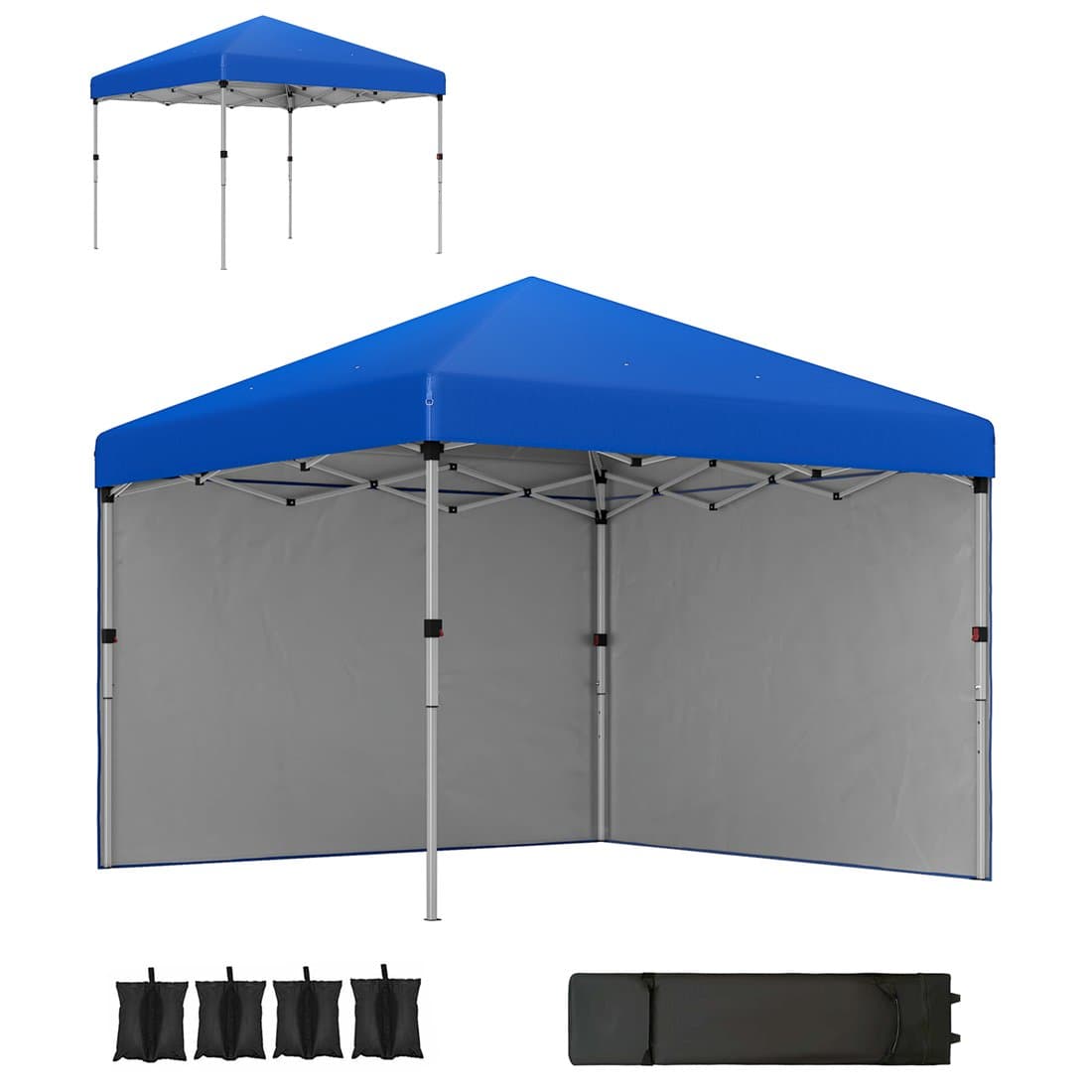 Outsunny 3x3m Pop-Up Gazebo with Sidewalls and Bag, Blue