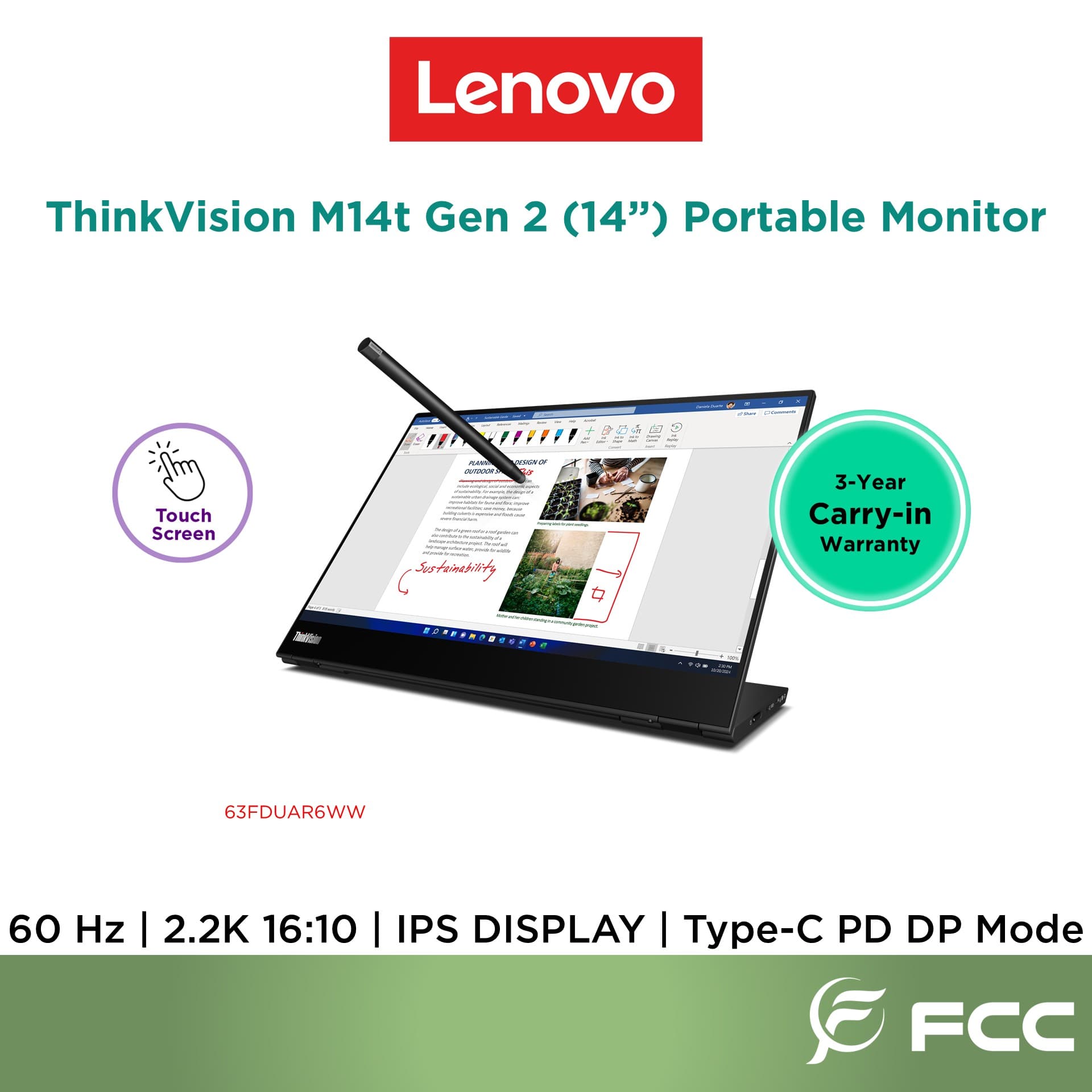 Lenovo ThinkVision M14t Gen 2
