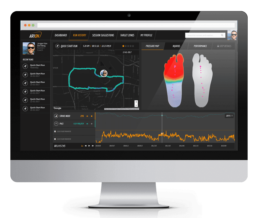 Get real-time analysis on your running technique with ARION smart insoles