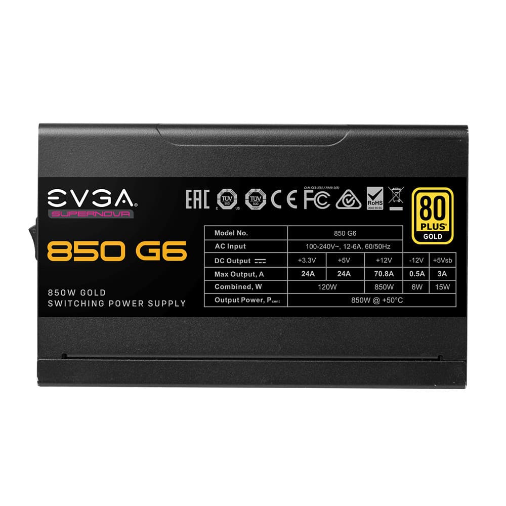 EVGA SuperNova 850 G6, 80+ Gold 850W - Fonte de alimentação modular