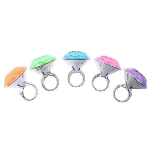 Kids Party Favor Toy Colorful Plastic Diamond Rings Jewelry - Pack of ...