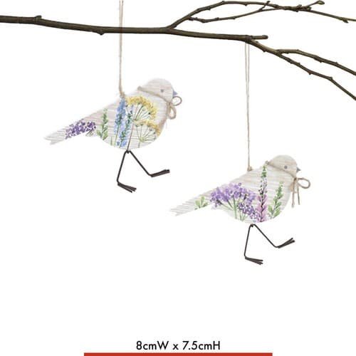 2 FLOWER MEADOW BIRD HANGING Gisela Graham Country Spring Floral Hanger ...