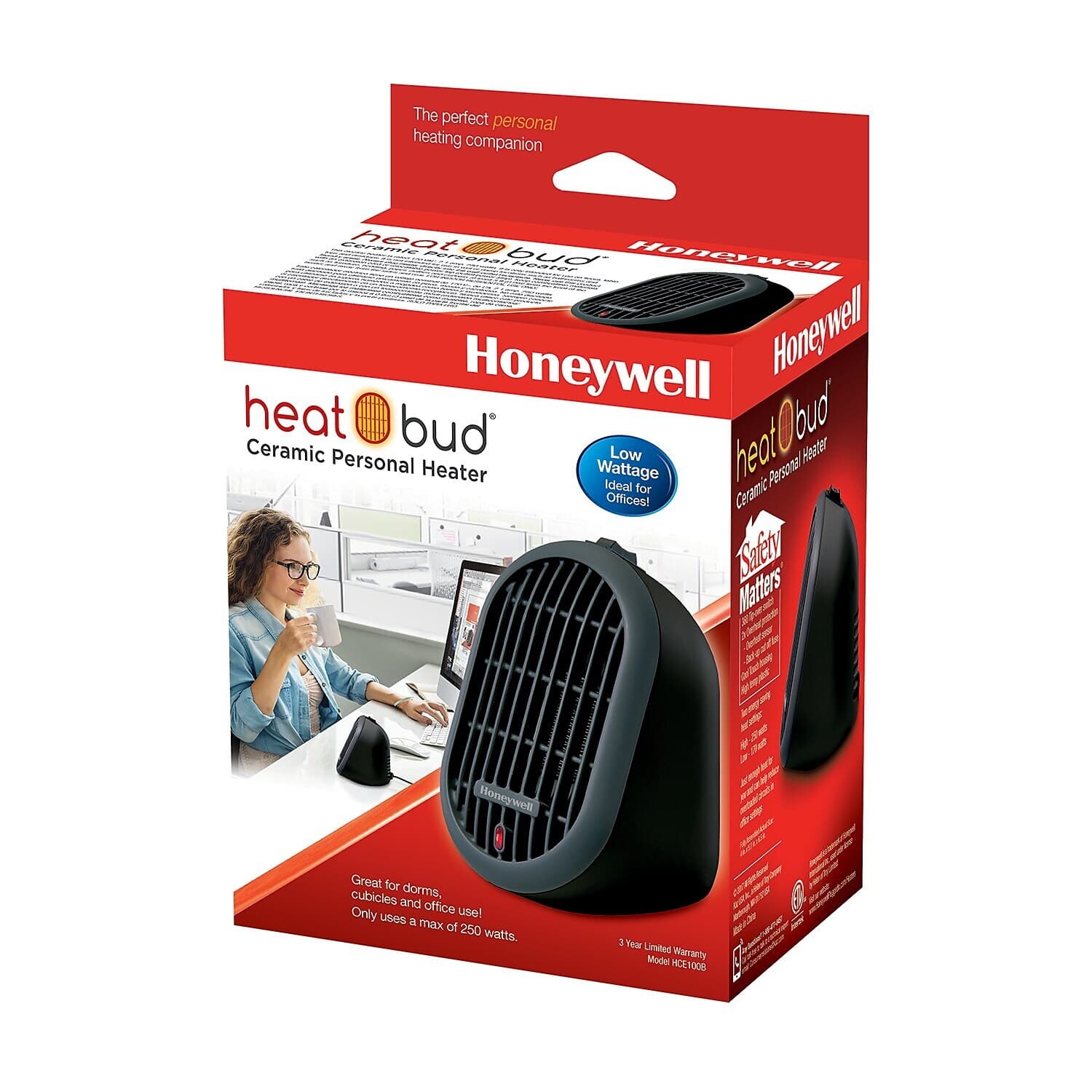 Honeywell HCE100B Heat Bud Ceramic Portable-Mini Heater - Black for ...