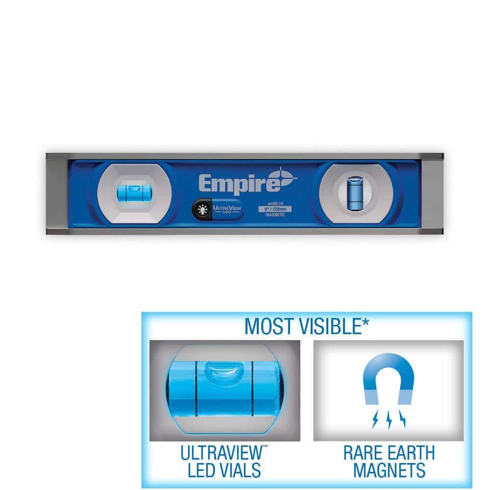 Empire Level Em8112 True Blue Magnetic Aluminum Torpedo Level 12 In