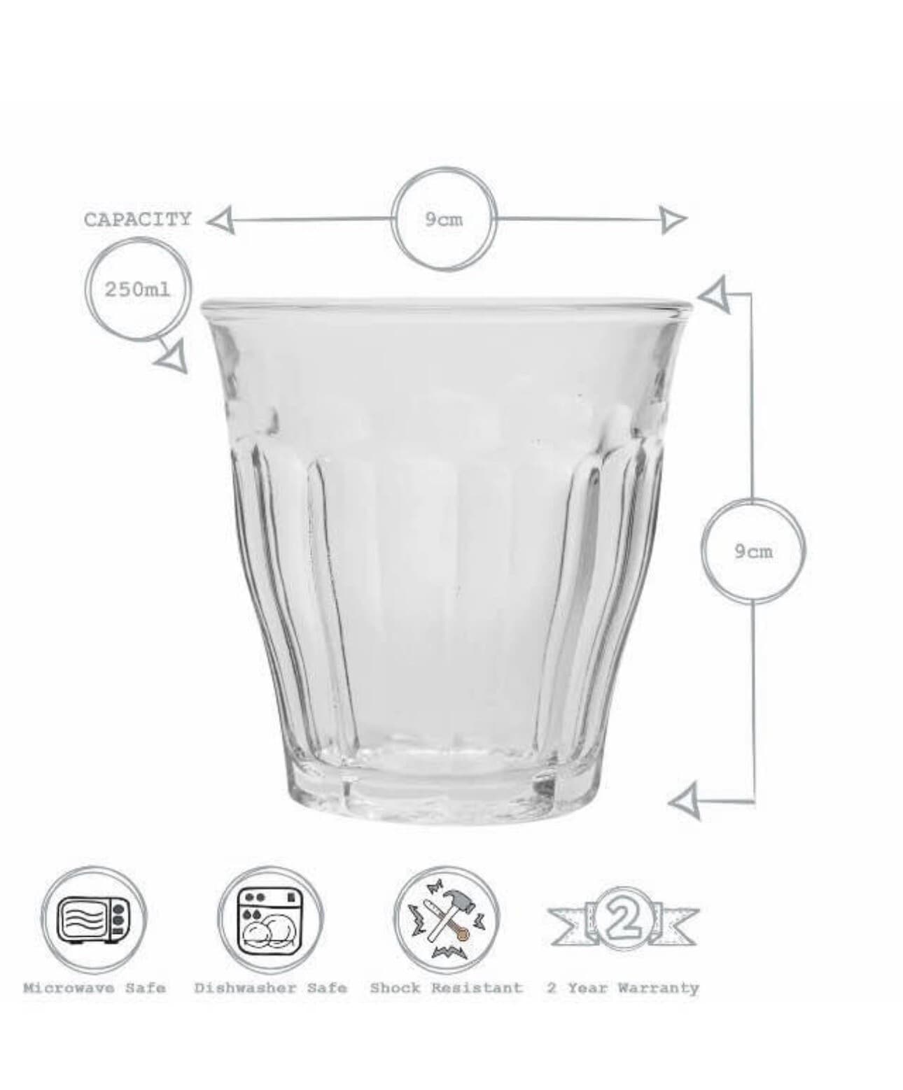Duralex Picardie Glass Espresso Cups Shot Glasses Set Clear 3 1/8oz X6 ...