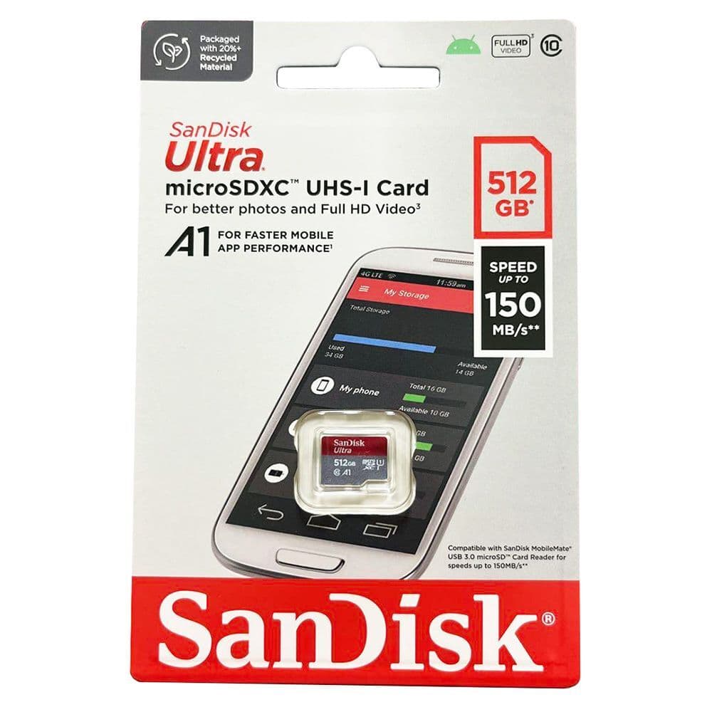 Sandisk Ultra 512GB - microSDXC Memory Card - SDSQUAC-512G-GN6MN for ...