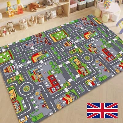 Interactive Children's Kids Rugs Town Road Map City Rug Play Village ...