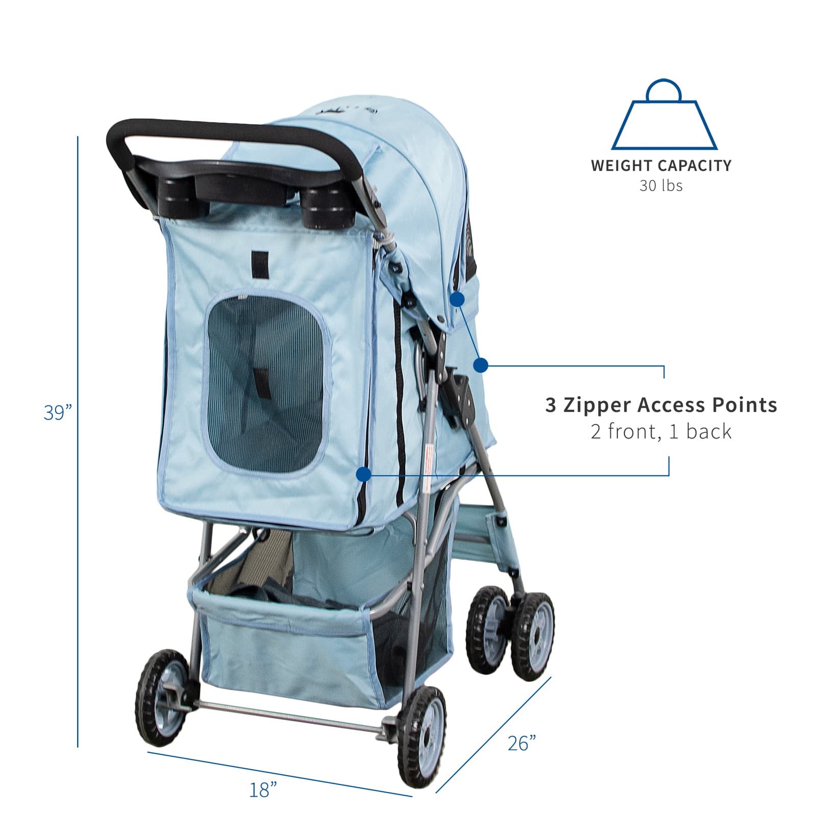 VIVO Four Wheel Pet Stroller / Cat & Dog Foldable Carrier Strolling ...