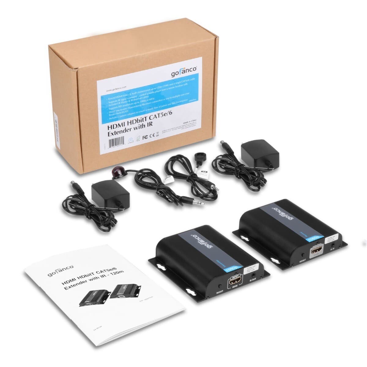 gofanco 1080p HDMI Extender Over IP and CAT6 Ethernet Cable Kit - 1 to ...