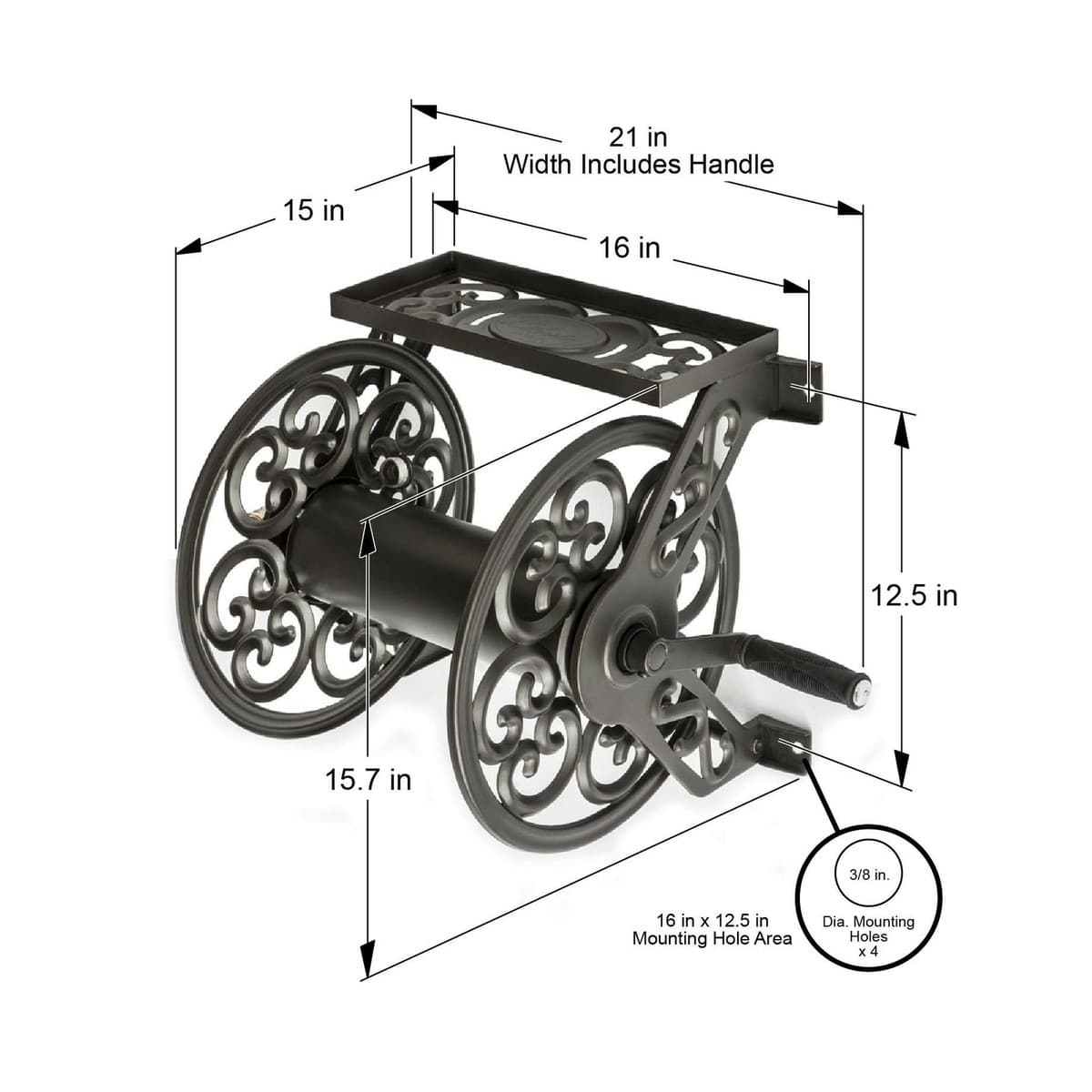 Liberty Garden 703-S2 Galvanized Wall Mount Hose Reel