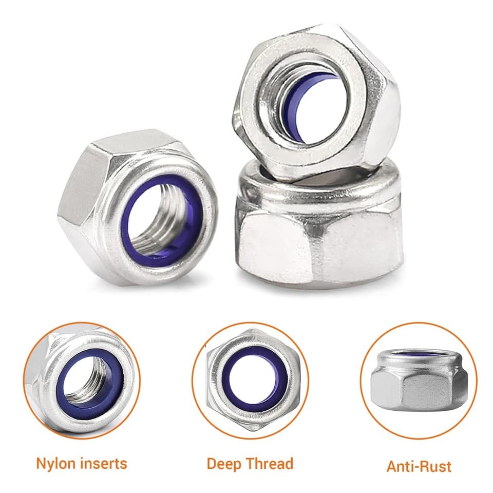 M16 NYLOC NUT NYLON INSERT LOCKING NUTS A2-70 STAINLESS STEEL 20 PACK ...