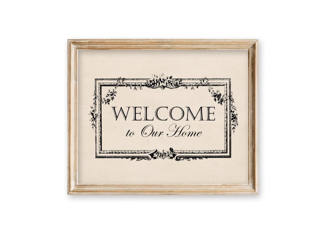 Welcome Sign printable French Country Decor aged paper vintage | Etsy