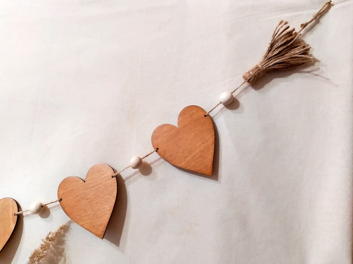 Nordic House Scandi Wooden Heart Garland