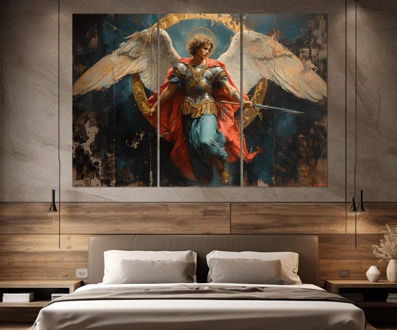 Saint Michael the Archangel Canvas Art, Roman Catholic Wall Art, St ...