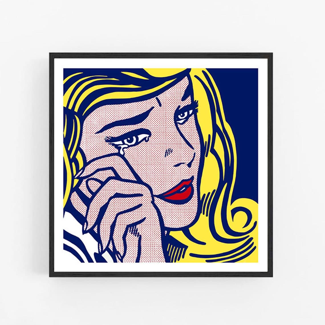 King & McGaw Lichtenstein Crying Girl Print with Black Frame