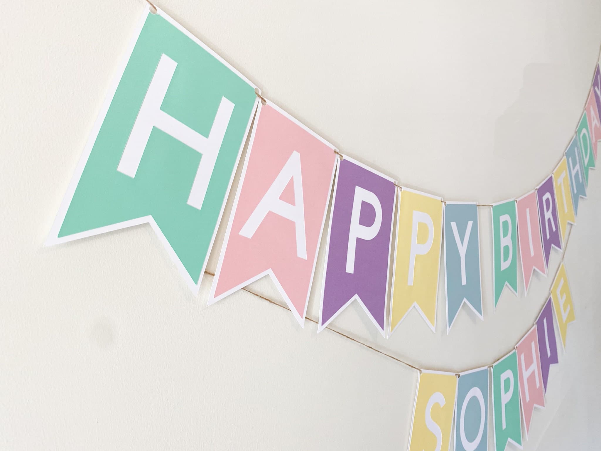 Happy Birthday Name Banner Custom Birthday Banner Pastel | Etsy