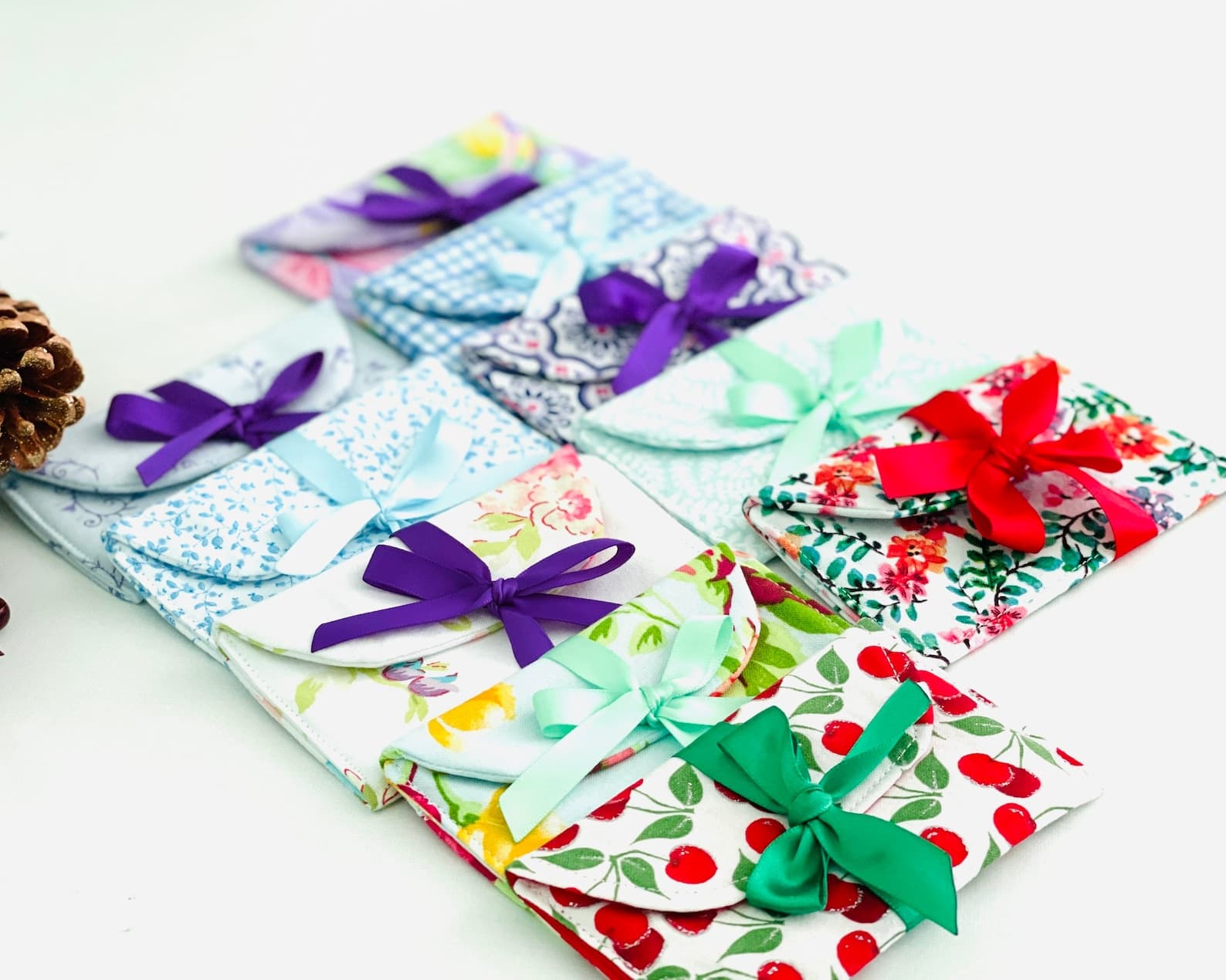 Cotton Fabric Gift Card Holder With Satin Ribbon Washable, Reusable ...