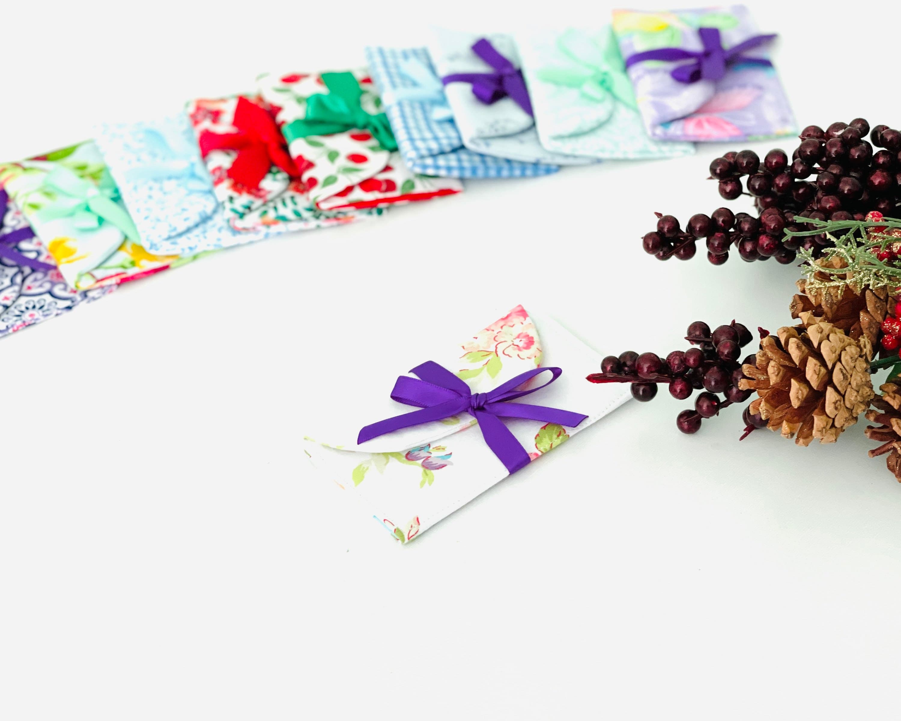 Cotton Fabric Gift Card Holder With Satin Ribbon Washable - Etsy