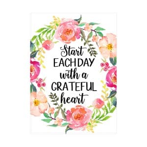 Start Each Day With A Grateful Heart, Canvas Print, Gratitude Quote ...