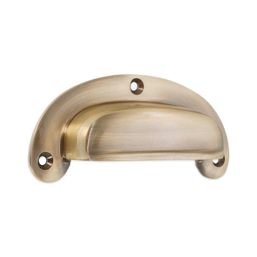 Solid Brass Traditional Cup Cabinet Pull Handle in Antique Brass Finish ...