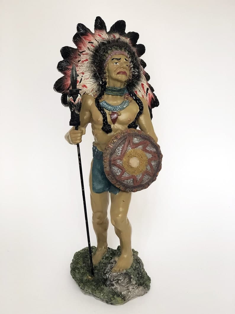 Native American Indian Chief Figurine, Hand-painted Sculpture - Etsy