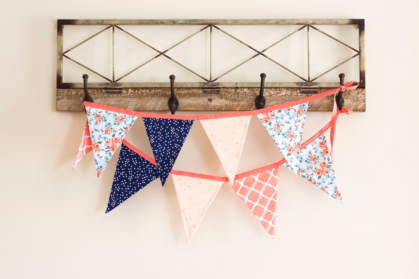 Fabric Bunting Banner, Decorative Flag Garland, Spring Decor- Coral ...