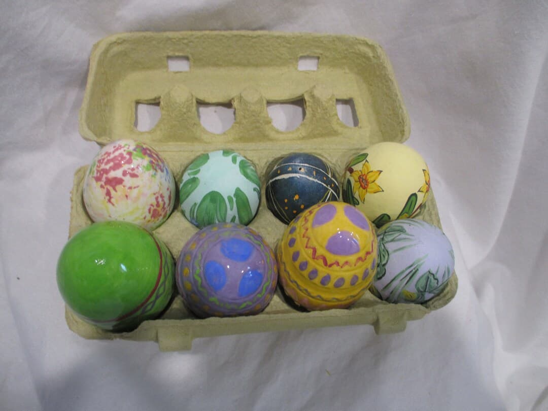 Ceramic Easter Eggs Set Of Seven Hand Painted Various Colors And ...