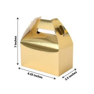 25 Pack | Metallic Gold Party Favor Boxes, Gift Tote Boxes, Gable Boxes ...