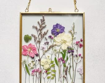 Pressed Flower Wall Art - Botanical Window Hanging - Floral Wall Decor ...