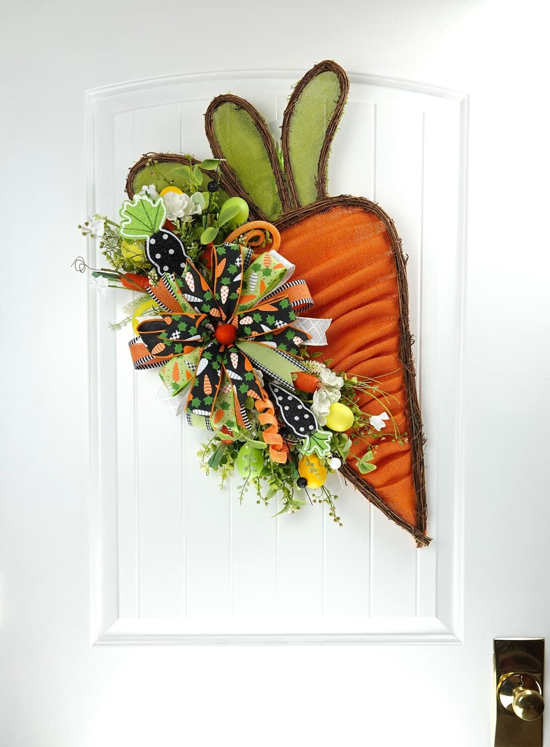Carrot Door Hanger, Burlap Carrot Wreath, Rustic Easter Carrot Door ...