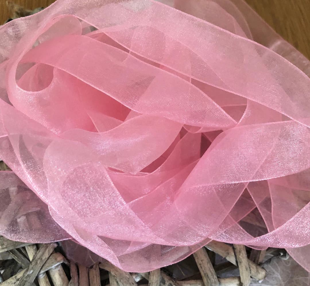 Pink Sheer Organza Ribbon, Berisfords UK, Super Sheer Ribbon, Woven ...