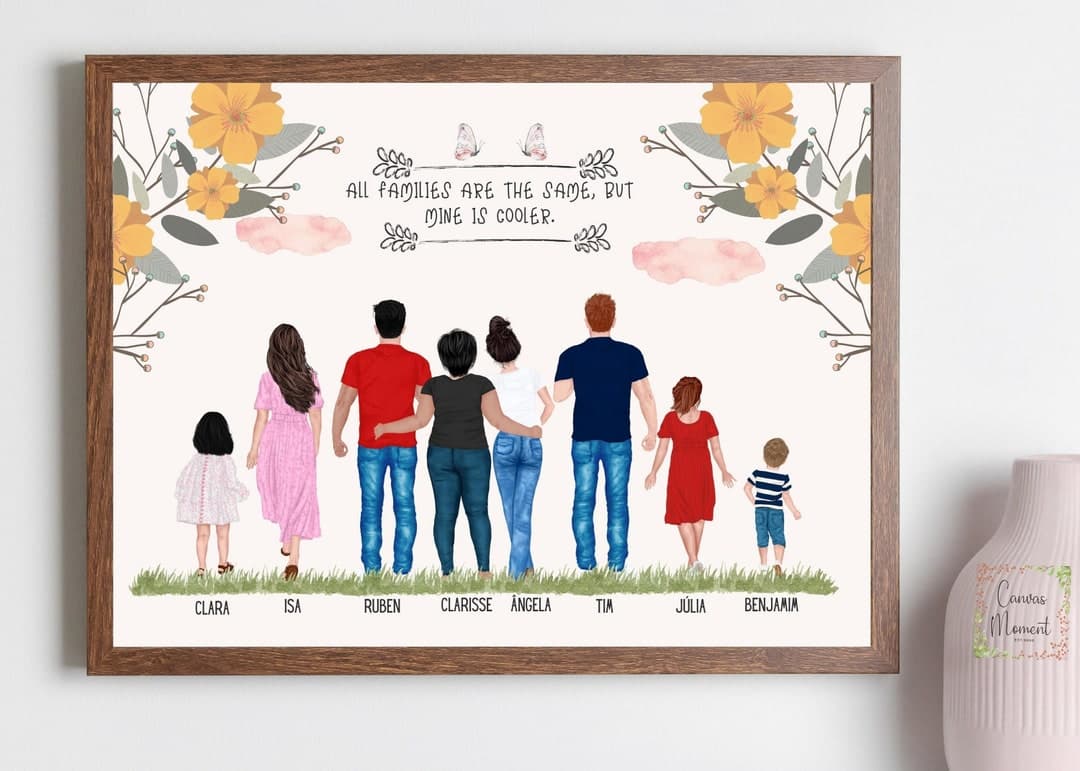 Personalized Family Print, Custom Portrait Print, Canvas Wall Art Decor ...