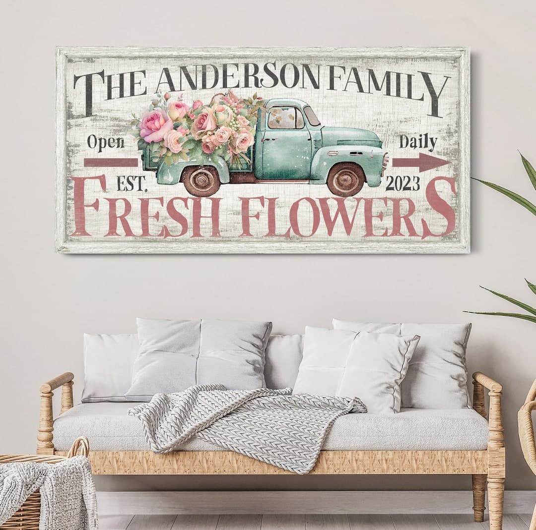 Custom Fresh Flowers Sign, Rustic Garden Sign, Gift for Gardeners ...