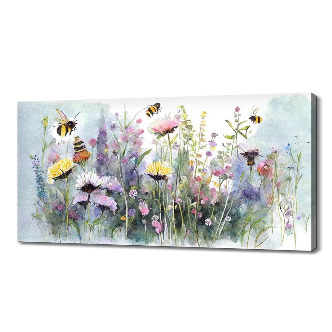 Wildflowers Art Print | Meadow Flowers Canvas Picture | Watercolour ...
