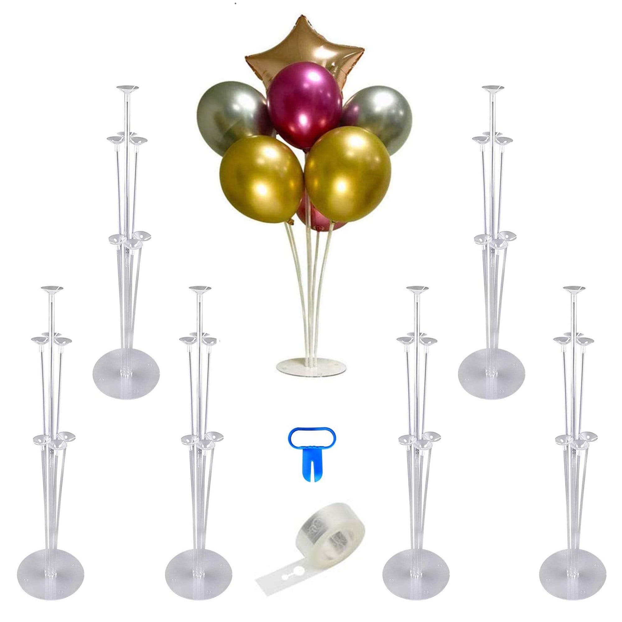 6 Sets Balloon Stand Kit, Table Balloon Stand Holder, Reusable ...