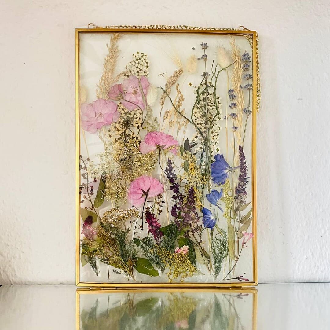 Pressed Flower Frame Botanical Wall Decor Handmade Real Dried Flowers ...