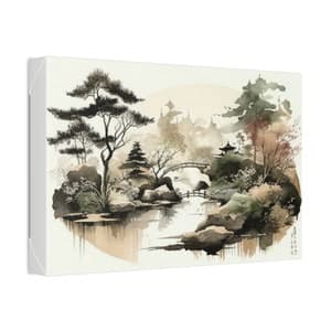 Japanese Zen Garden Landscape Canvas Art Prin…