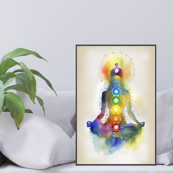 Meditation Chakra Art Chakras In Lotus Position With Sacred Symbols