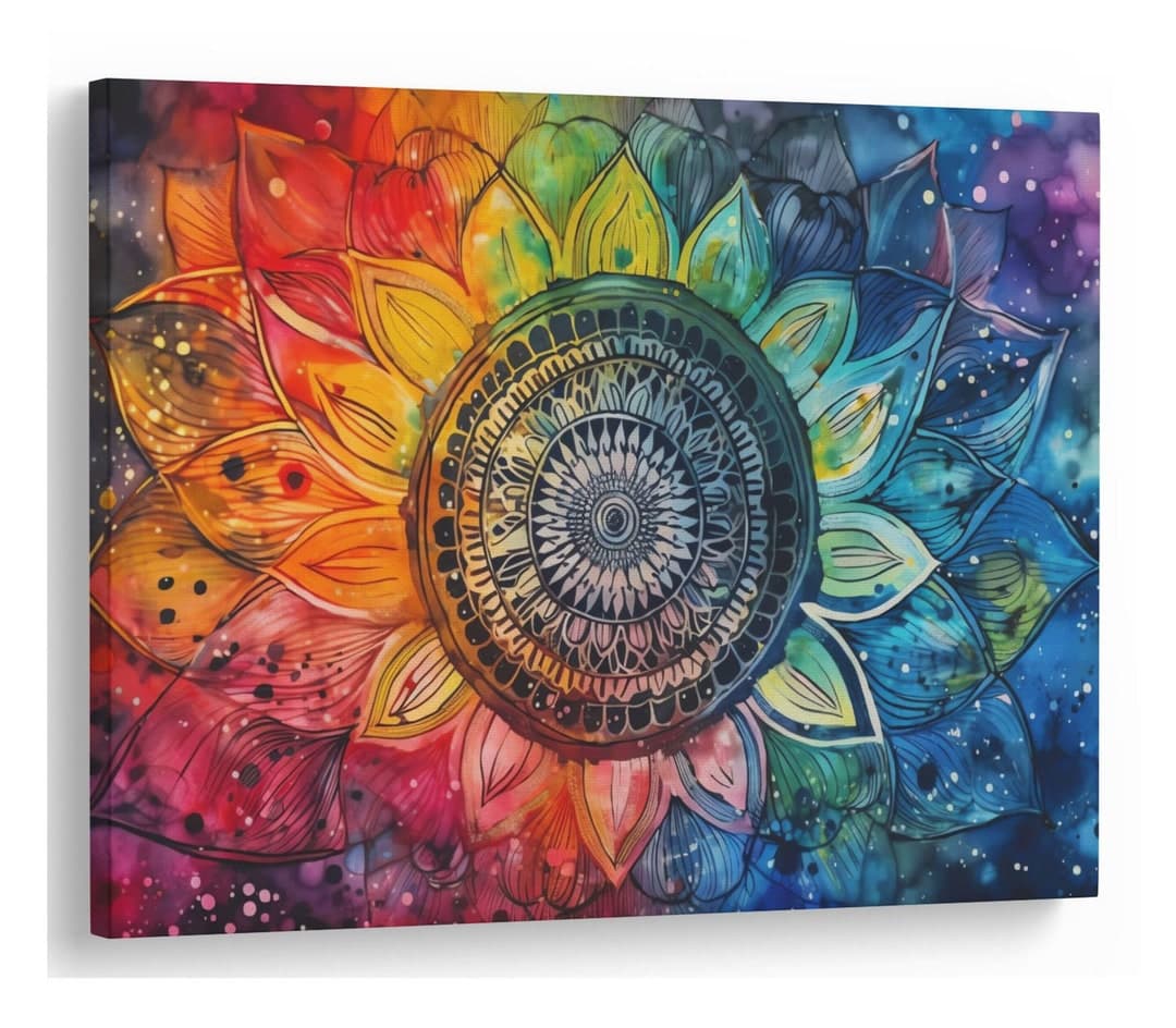 Mandala Art Flowers Abstract Colorful Natural Canvas Print Wall Art ...