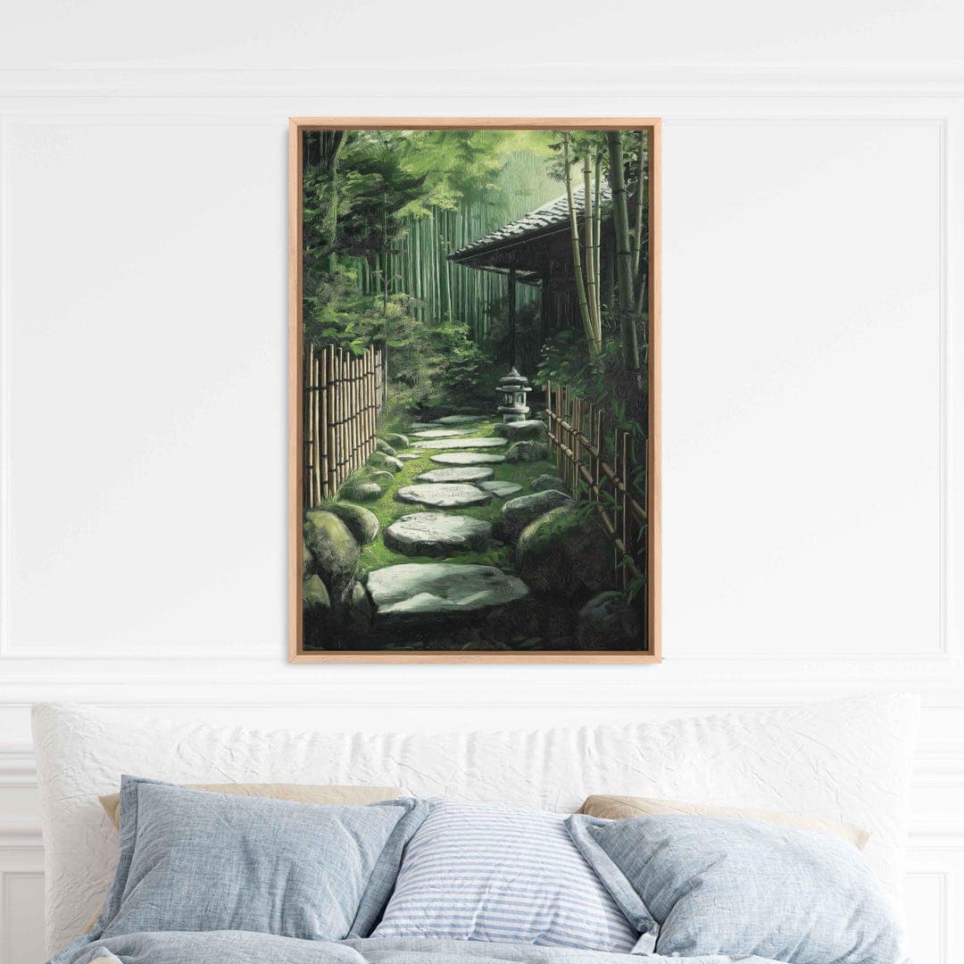 Traditional Japanese Zen Garden, Wall Art Canvas Print, Bamboo Fences ...