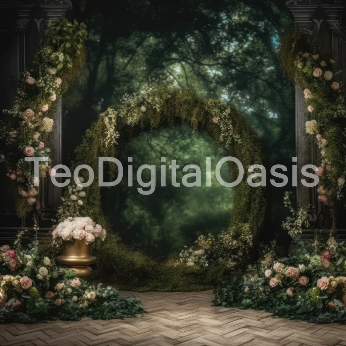 Greenery Floral Arch Digital Backdrops Maternity & Studio - Etsy