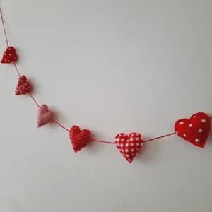 Garland Heart Red and White Fabric Hearts Fall in Love Banner ...
