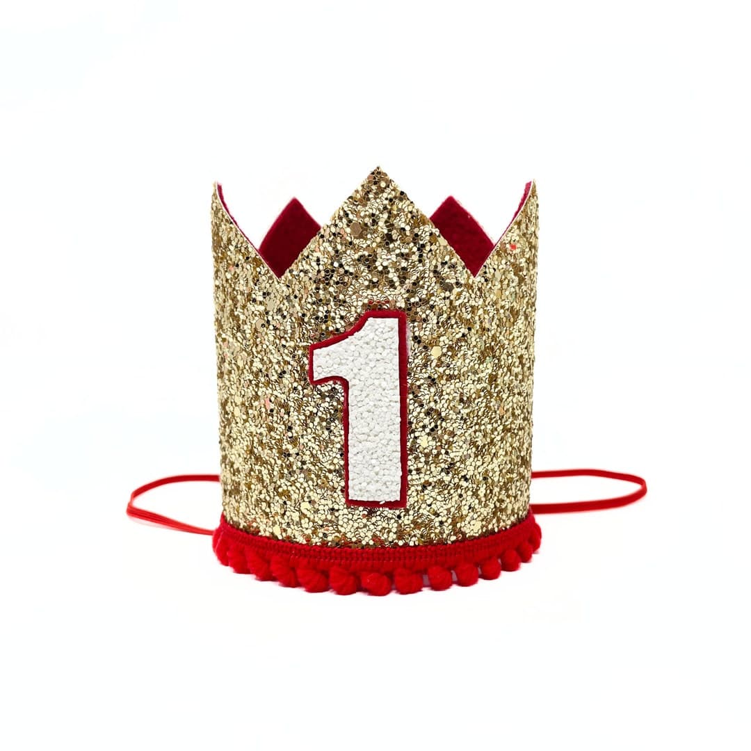 First Birthday Party Crown for Girl Gold Glitter Party Crown - Etsy