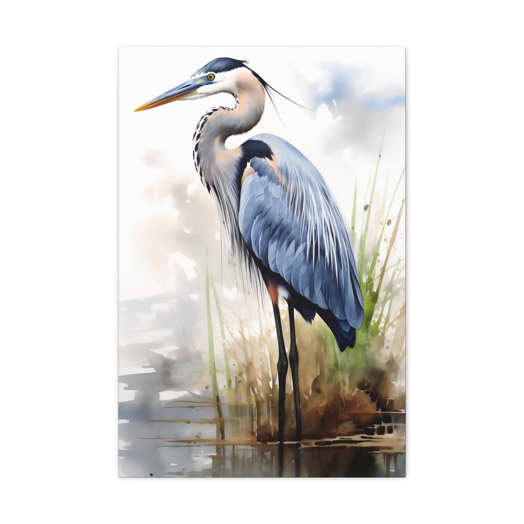Watercolor Blue Heron Canvas - Etsy