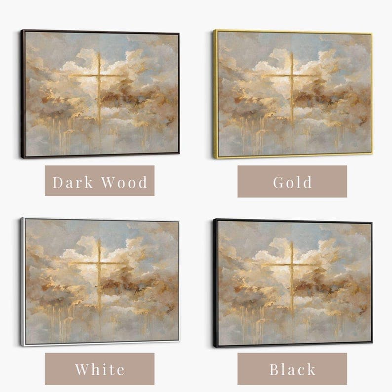 Abstract Cross Canvas | Modern Christian Wall Art, He is Risen Painting ...