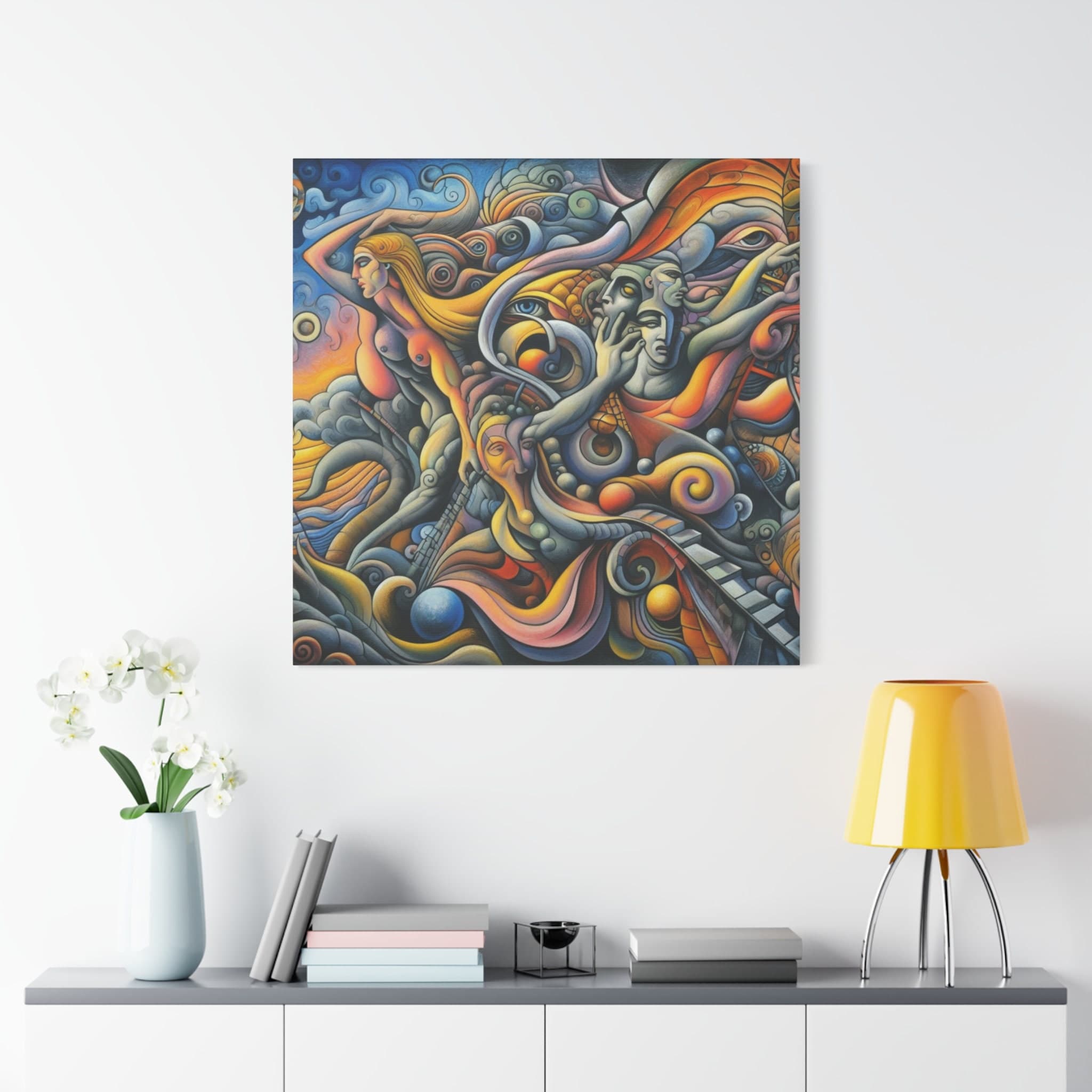 Surrealistic Art Mythological Wall Art, Abstract Faces Canvas Print ...