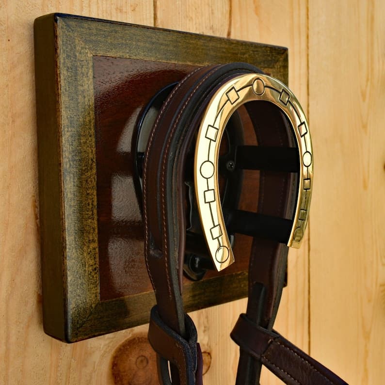 Handmade Bridle Rack – Wall-mounted Walnut & Poplar With Solid Brass ...