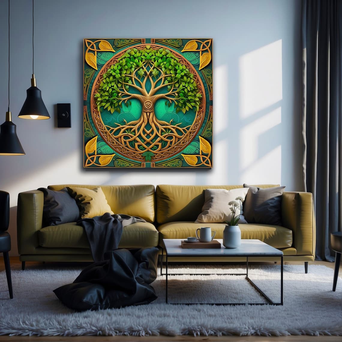 Tree of Life Canvas Wall Art, Yggdrasil Canvas, Mandala Artwork ...
