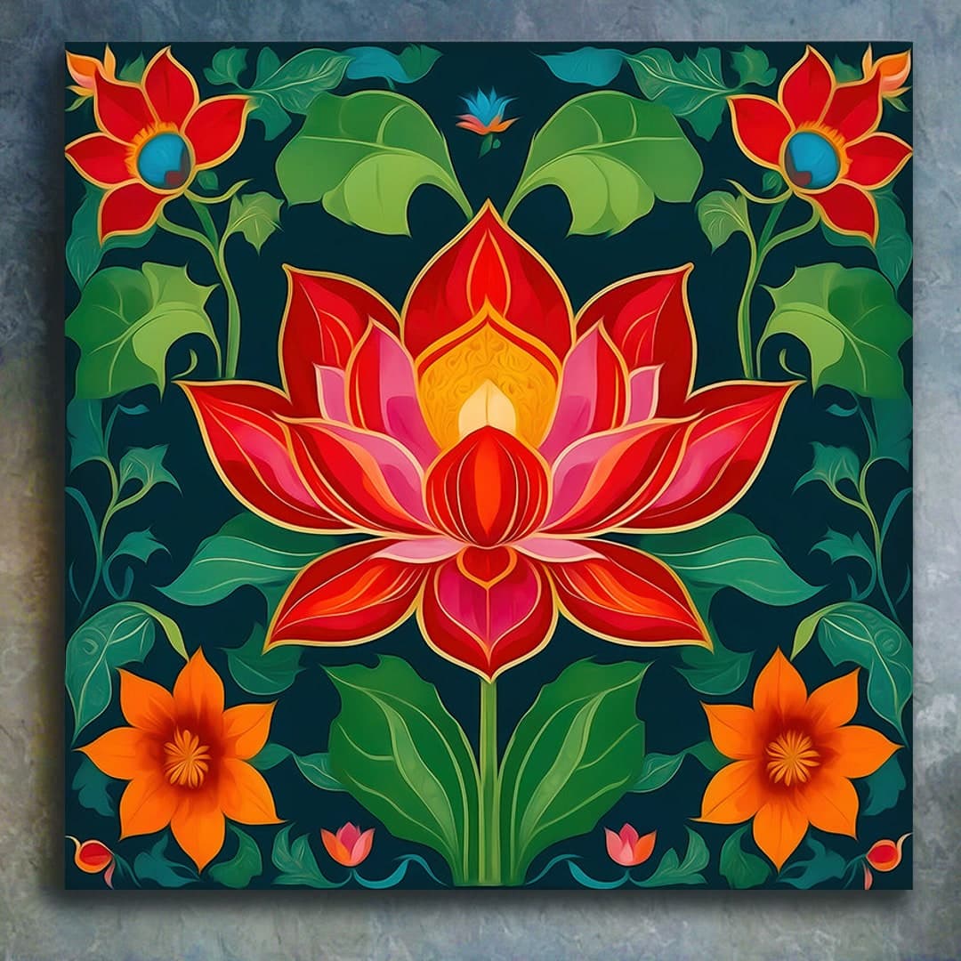 Lotus Flower Canvas Wall Art, Mandala Flower Artwork, Spiritual Flower ...