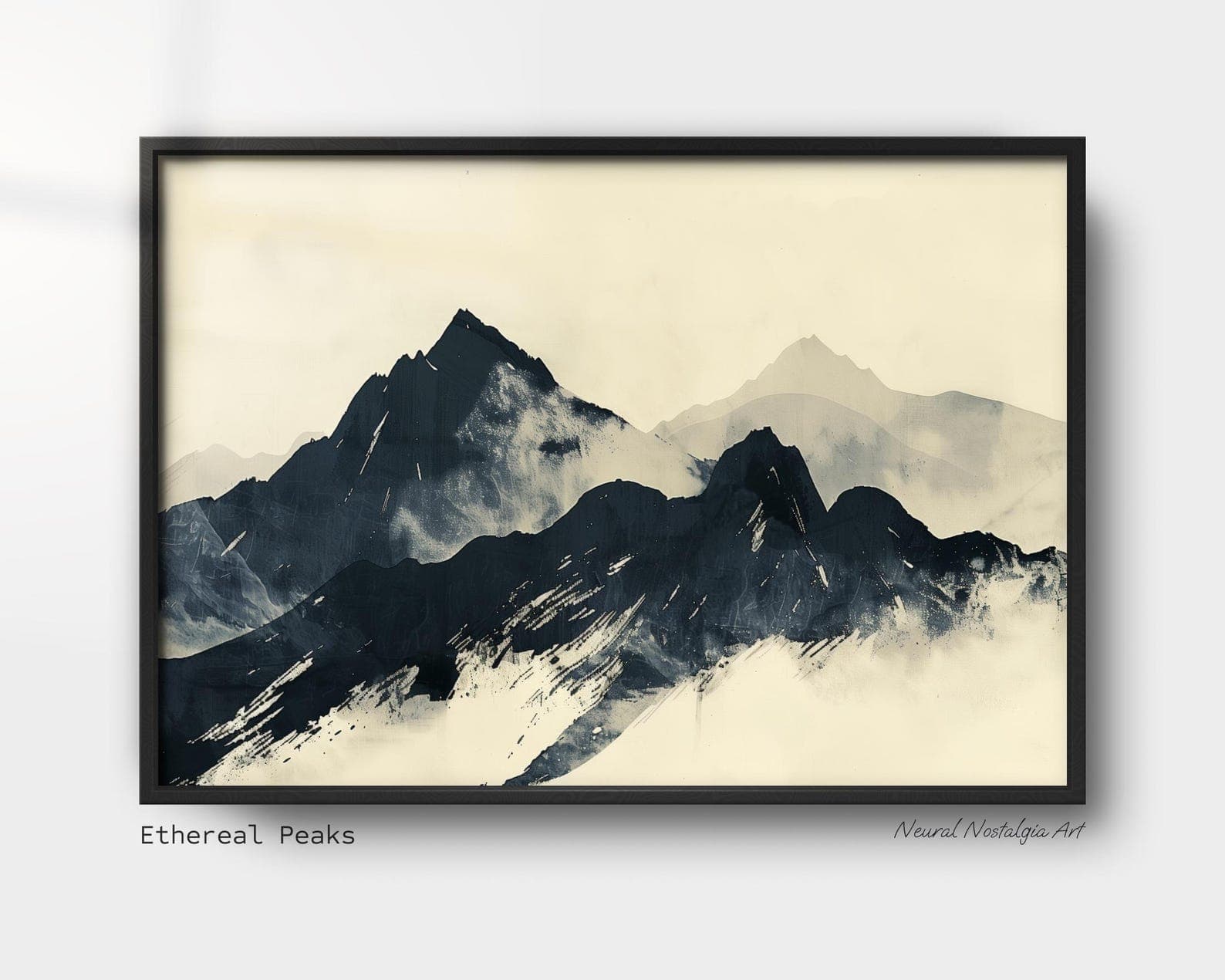 Monochrome Mountain Range Print, Black and White Landscape Art, Digital ...
